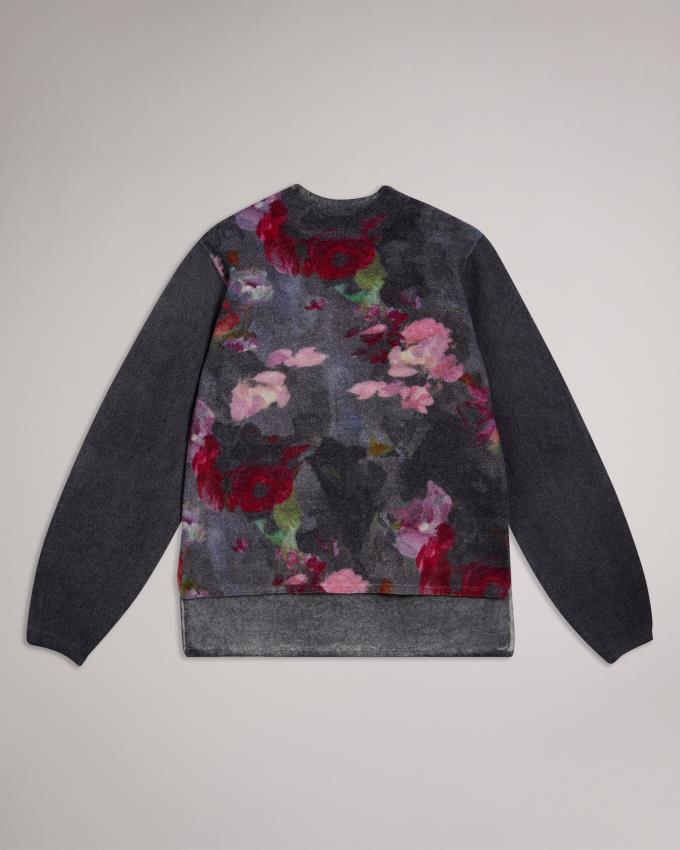 Pull Ted Baker Floral Knitted Wool Noir Femme | YIJ-35333613